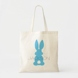 Blue Bunny Silhouette Easter Personalised Tote Bag