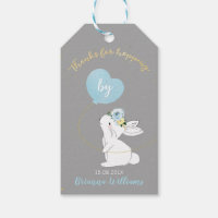 Blue Bunny Thanks For Hopping By Baby Shower Tag