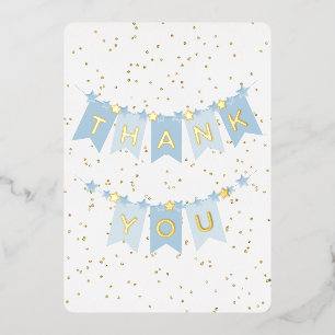 Blue Bunting Flags Gold Foil Thank You Card