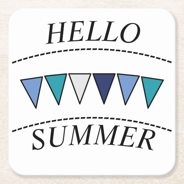 Blue Bunting Hello Summer Beverage Coaster (Front)