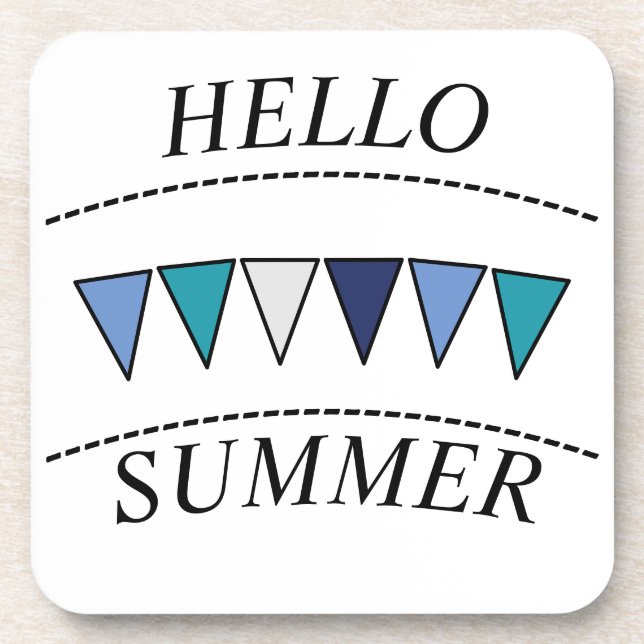 Blue Bunting Hello Summer Coaster (Front)