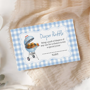 Blue Burger BBQ Baby Shower Diaper Raffle Enclosure Card
