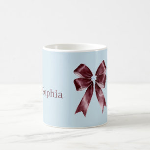Blue Burgundy Bow Personalised Coffee Mug