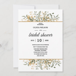 Blue Burgundy Gold Blush Pink Bridal Shower Invitation