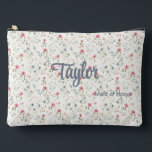 Blue   Burgundy Romantic Floral Bridal Party Accessory Pouch<br><div class="desc">Small blooms, big charm. This adorable zip pouch features romantic blue and burgundy floral print with sweet script personalisation. Perfect for beauty products, bachelorette weekend essentials, or as part of a coordinated bridesmaid gift set. Matching tote bags, tumblers, and beach / spa towels are available. || Click on "personalise this...</div>