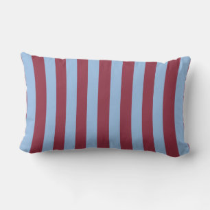 Blue & Burgundy Striped Lumbar Cushion