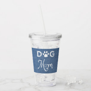 Blue Burlap Dog Mum Acrylic Tumbler