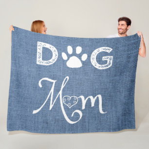 Blue Burlap Dog Mum Fleece Blanket
