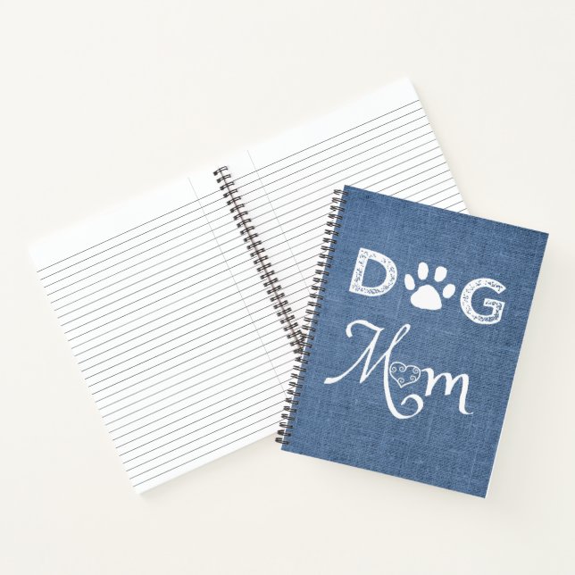 Blue Burlap Dog Mum Notebook (Inside)