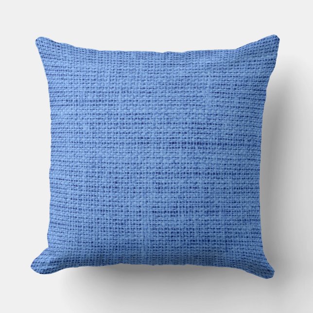 Blue Burlap Linen Rustic Jute Cushion (Front)