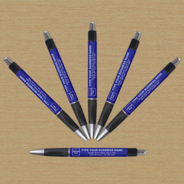 Blue Business Brand on Pen (Pen with blue barrel and your business brand)