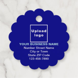 Blue Business Brand on Scalloped Round Shape Favour Tags
