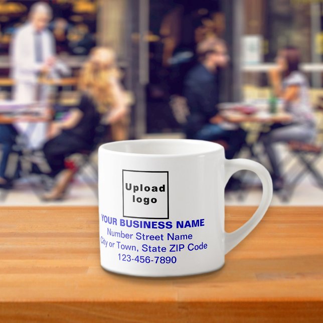 Blue Business Brand Texts on Espresso Mug (Creator Uploaded)