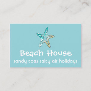 Blue Business Card with Starfish for Beach House