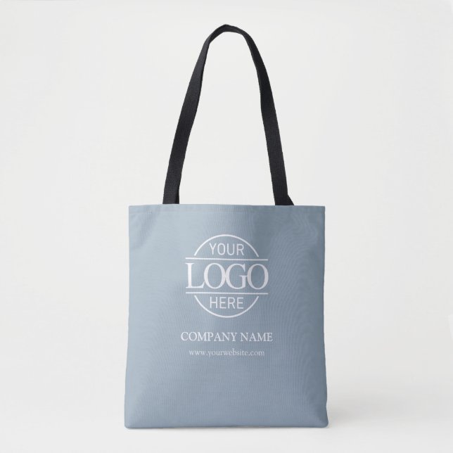 Blue Business Corporate Company Logo Promotional Tote Bag (Front)