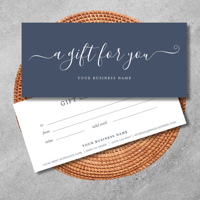 Blue Business Gift Certificate Elegant Simple (Blue Business Gift Certificates)