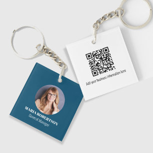 Blue Business Photo Simple Custom Key Ring