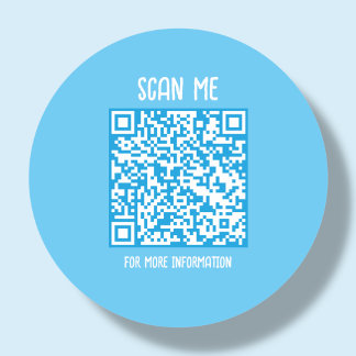  Blue | Business QR Code Scannable Classic Round Sticker