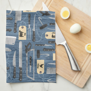 Blue Butchers Knives Tea Towel