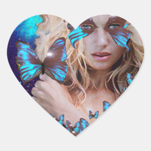 BLUE BUTERRFLY BEAUTY MAKEUP ARTIST HEART STICKER