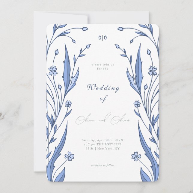 Blue Buttercup Wedding Invitation (Front)