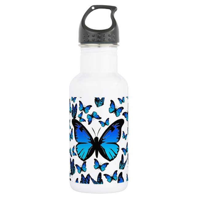blue butterflies 532 ml water bottle (Front)