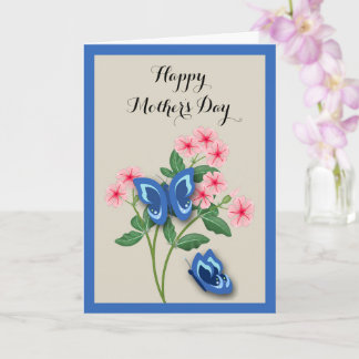 Blue Butterflies among Flowers Mother's Day Card