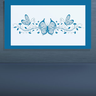Blue Butterflies and Flowers Business Card