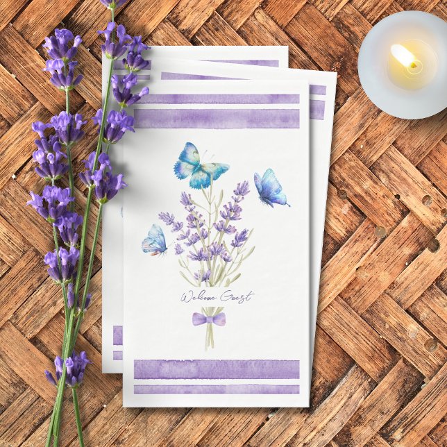 Blue Butterflies and Lavender Paper Guest Towels Napkin (Creator Uploaded)