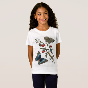  Blue Butterflies and Red Fruits T-Shirt