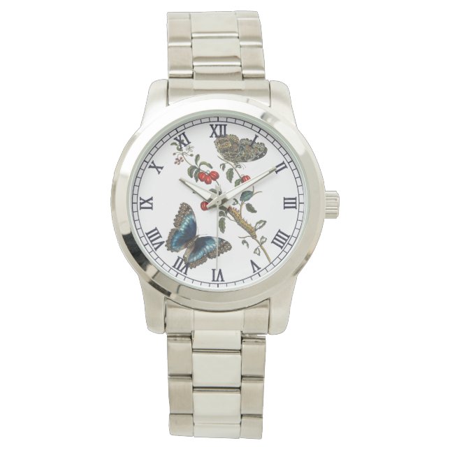  Blue Butterflies and Red Fruits Watch (Front)