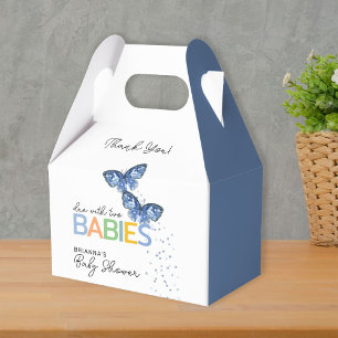 Blue Butterflies Boy Twins Baby Shower Thank You Favour Box