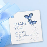 Blue Butterflies Boy Twins Baby Shower Thank You