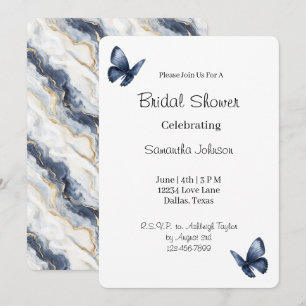 Blue Butterflies Bridal Shower Invitation