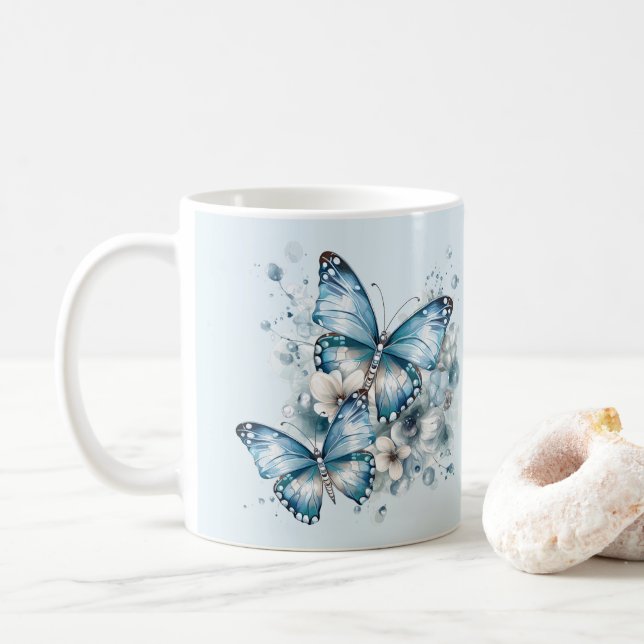 Blue Butterflies Coffee Mug (With Donut)