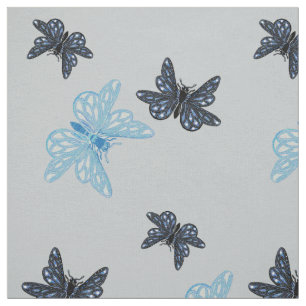 Blue butterflies fabric