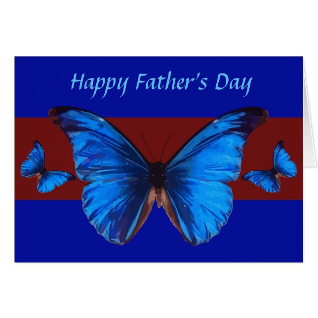 Blue Butterflies, Father's Day Greeting Card (Front Horizontal)
