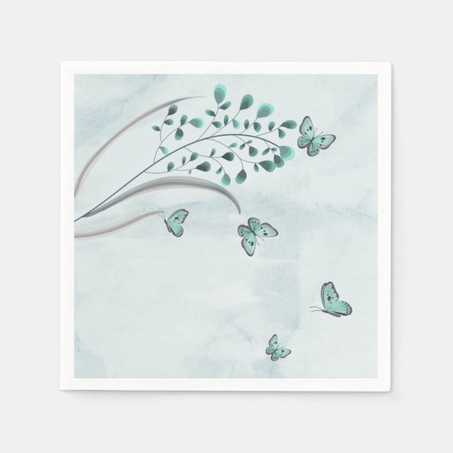 blue butterflies floral napkin (Front)