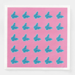 Blue Butterflies Fluttering Illustration Pattern Napkin