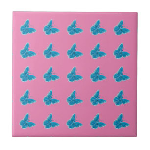 Blue Butterflies Fluttering Illustration Pattern Tile