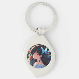 Blue butterflies flying free key ring