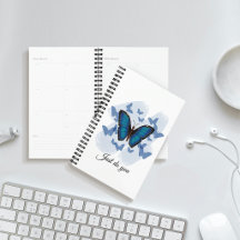 Blue butterflies - Hard cover spiral planner