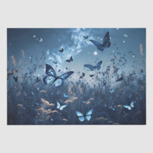 Blue Butterflies in a Meadow in Evening Decoupage Tissue Paper