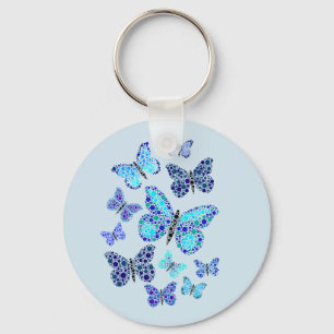 Blue Butterflies In Dots Key Ring