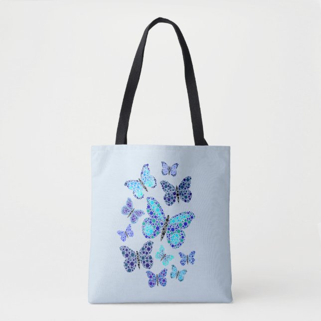 Blue Butterflies In Dots Tote Bag (Front)