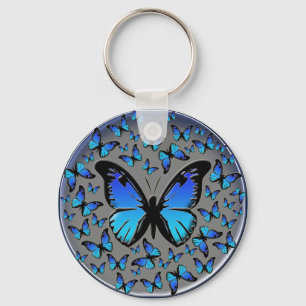 blue butterflies key ring