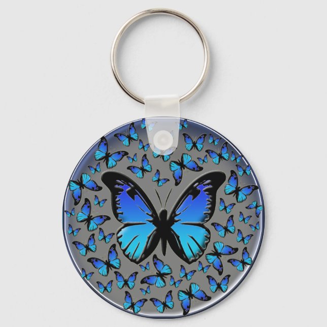 blue butterflies key ring (Front)