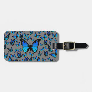blue butterflies - luggage tag