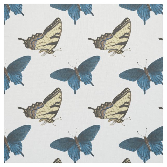 blue butterflies novelty fabric (Swatch)