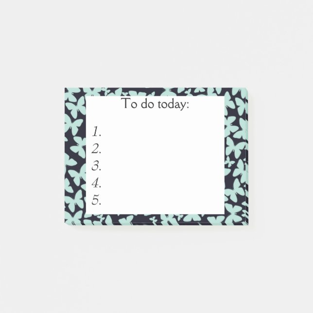 Blue Butterflies on Black Post It Note (Front)